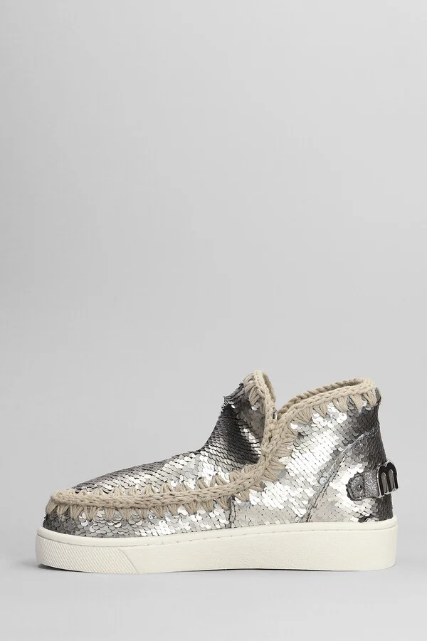 Eskimo Sneaker Low Heels Ankle Boots In Gunmetal Synthetic Fibers - Image 3