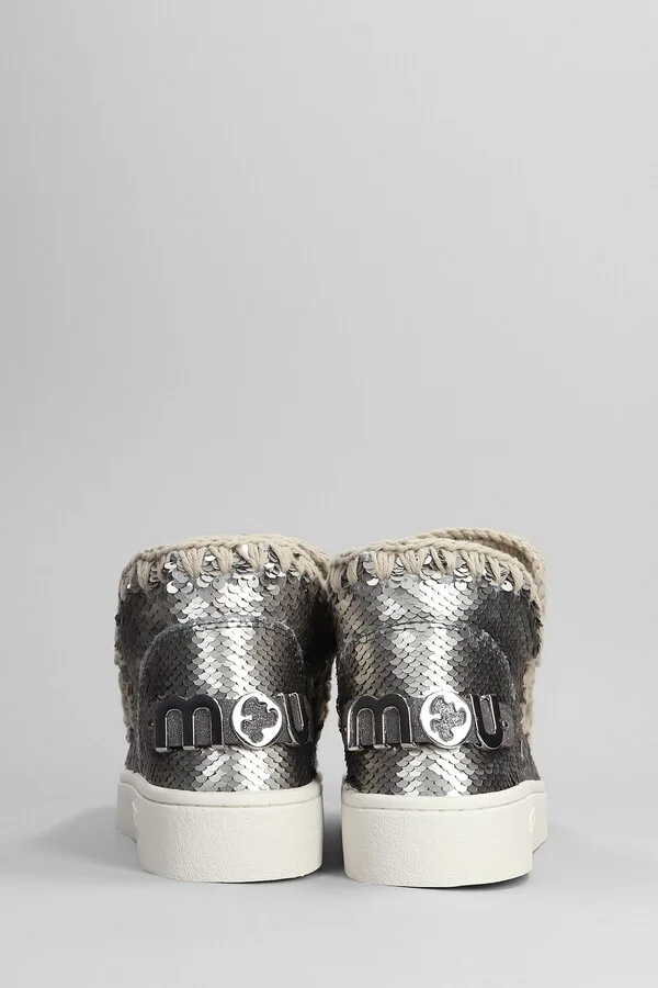 Eskimo Sneaker Low Heels Ankle Boots In Gunmetal Synthetic Fibers - Image 4