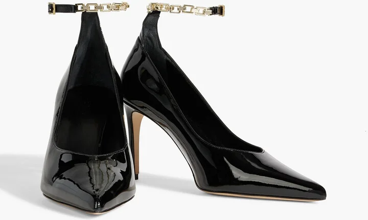 Eskio chain-embellished patent-leather pumps - Image 2