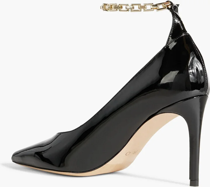 Eskio chain-embellished patent-leather pumps - Image 3
