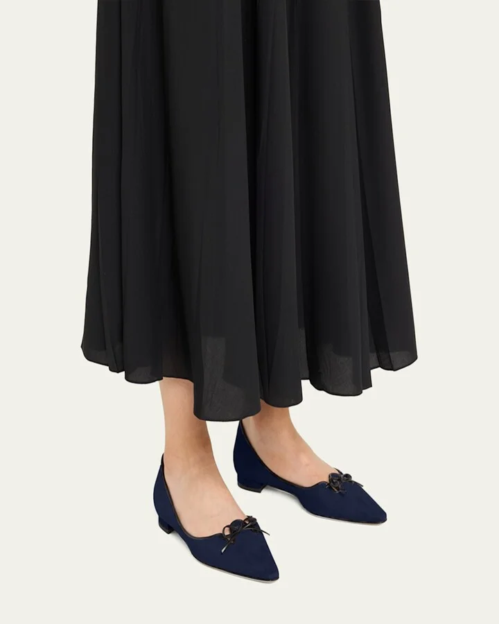 Esmaa Suede Lace-Up Ballerina Flats - Image 3