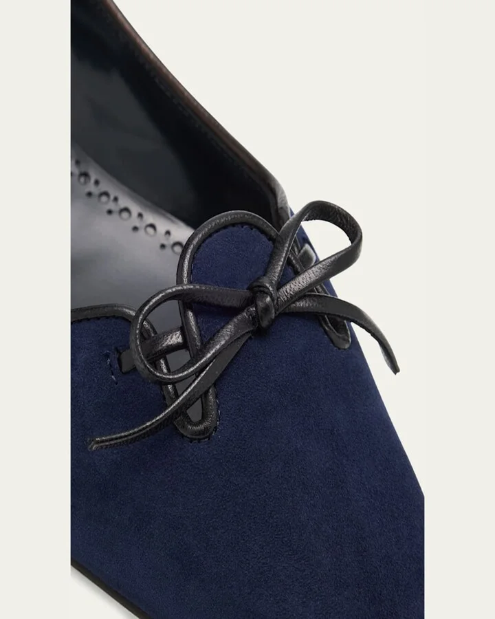 Esmaa Suede Lace-Up Ballerina Flats - Image 6