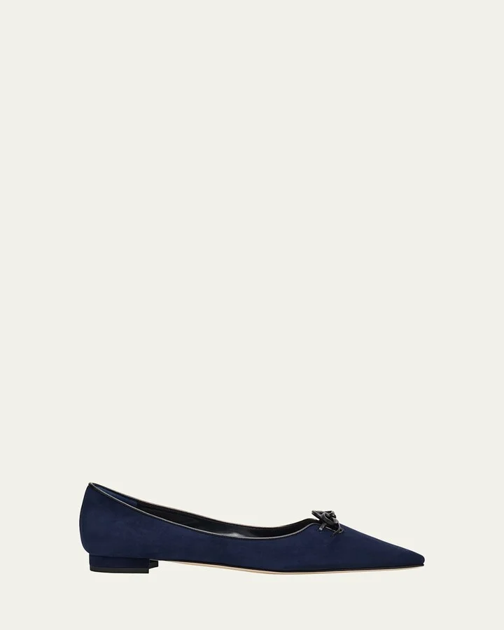 Esmaa Suede Lace-Up Ballerina Flats