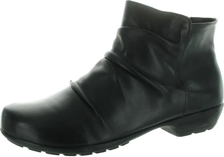 Esme Womens Leather Ruched Booties