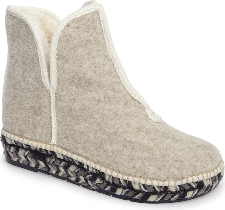 Espadrille Platform Bootie with Faux Fur Lining