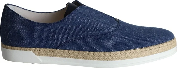 Espadrille Slip On Sneakers in Blue Denim