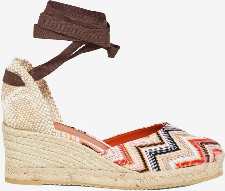 Espadrilles Zig Zag Pattern With High Wedge