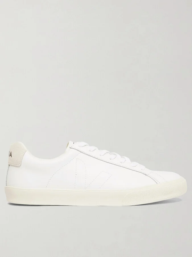Esplar Suede-Trimmed Leather Sneakers