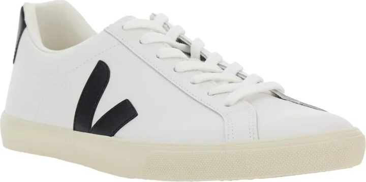 'Esplar' White Low Top Sneakers With Contrasting Heel With Logo Lettering And Logo Patch On The Side In Leather Unisex - Image 2