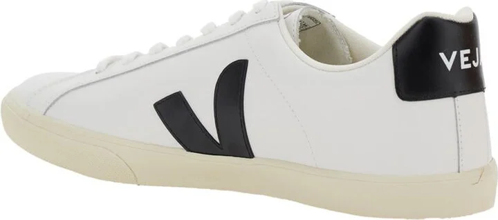'Esplar' White Low Top Sneakers With Contrasting Heel With Logo Lettering And Logo Patch On The Side In Leather Unisex - Image 3