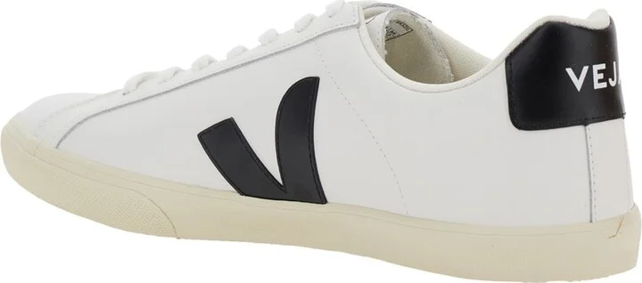 'esplar' White Low Top Sneakers With Contrasting Heel With Logo Lettering And Logo Patch On The Side In Leather Unisex - Image 3