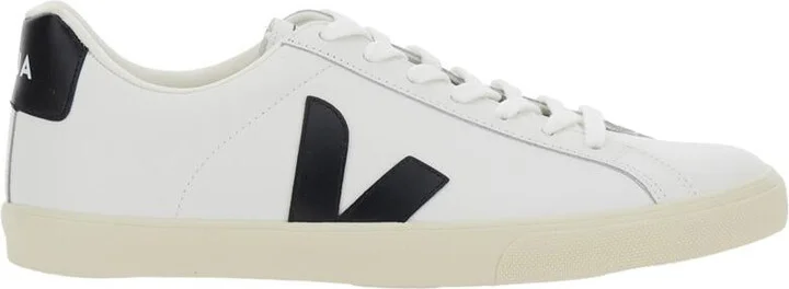 'Esplar' White Low Top Sneakers With Contrasting Heel With Logo Lettering And Logo Patch On The Side In Leather Unisex