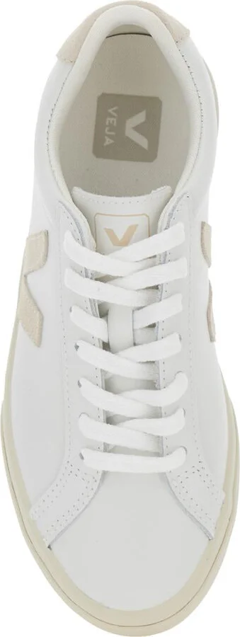 'Esplar' White Low Top Sneakers With Logo Detail On The Side And Logo Lettering On The Heel In Leather Unisex - Image 4