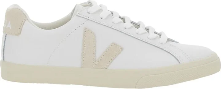 'Esplar' White Low Top Sneakers With Logo Detail On The Side And Logo Lettering On The Heel In Leather Unisex