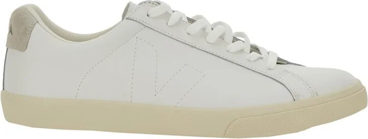 'Esplar' White Sneakers With Logo On The Tongue In Leather Woman