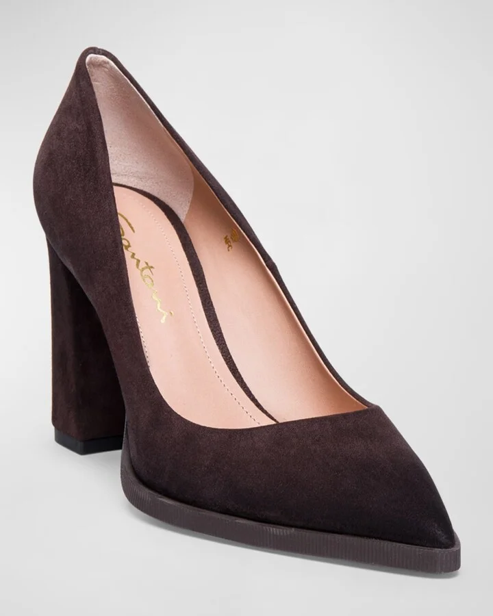 Estelle Suede Block-Heel Pumps - Image 3