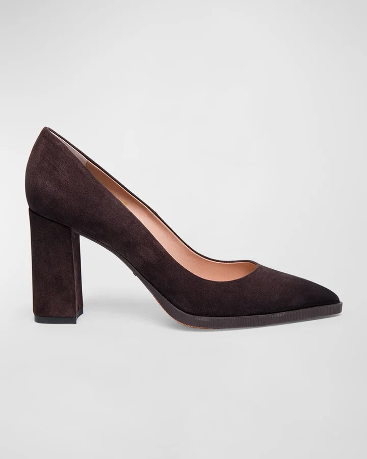 Estelle Suede Block-Heel Pumps