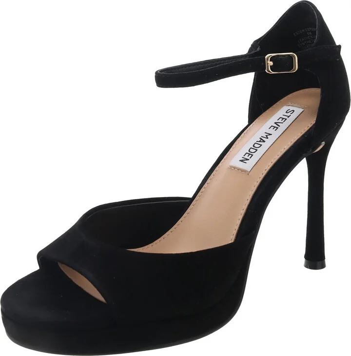 Ester Womens Buckle Faux Suede Ankle Strap