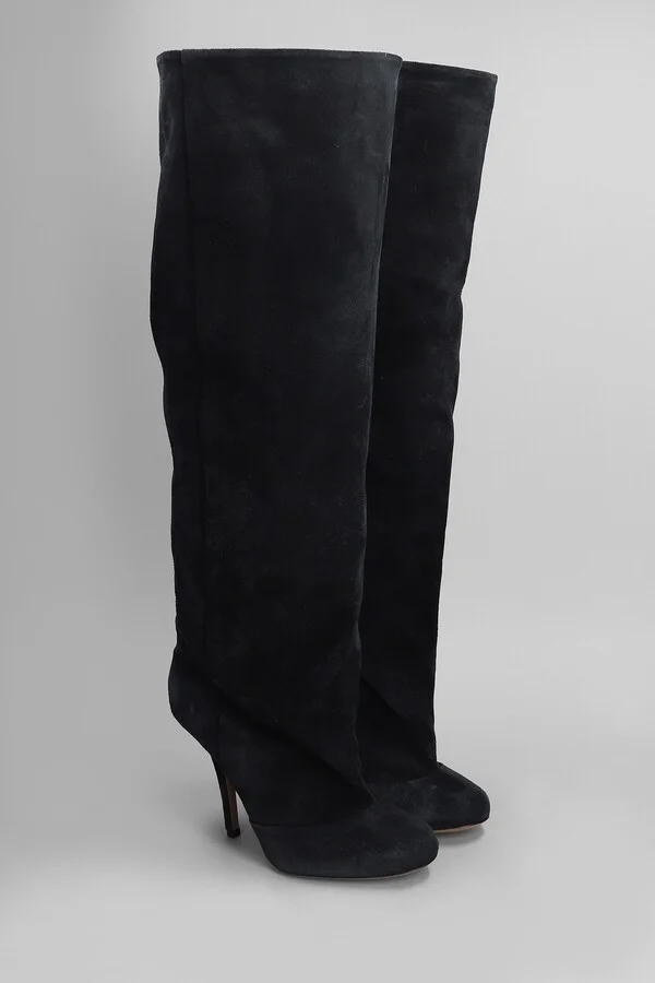 Esther Boot 105 High Heels Boots In Black Suede - Image 2
