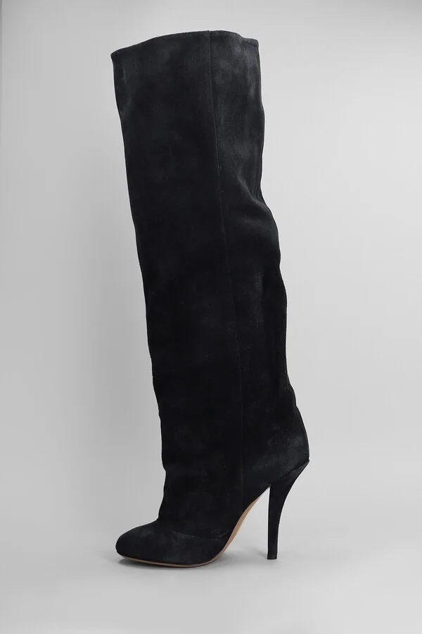 Esther Boot 105 High Heels Boots In Black Suede - Image 3