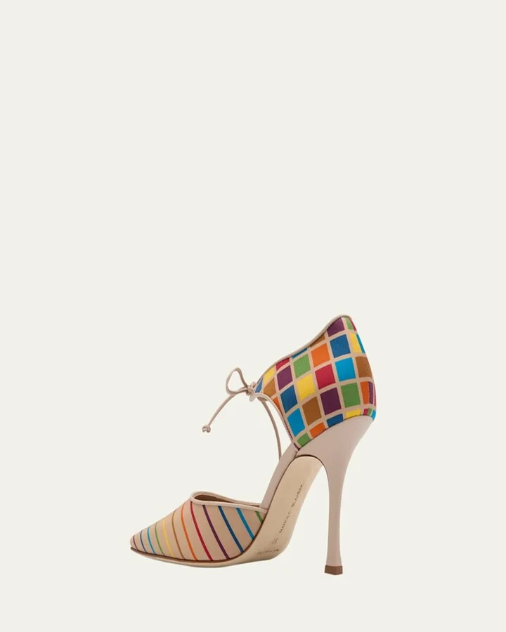 Estho Multicolor Silk Ankle-Tie Pumps - Image 3