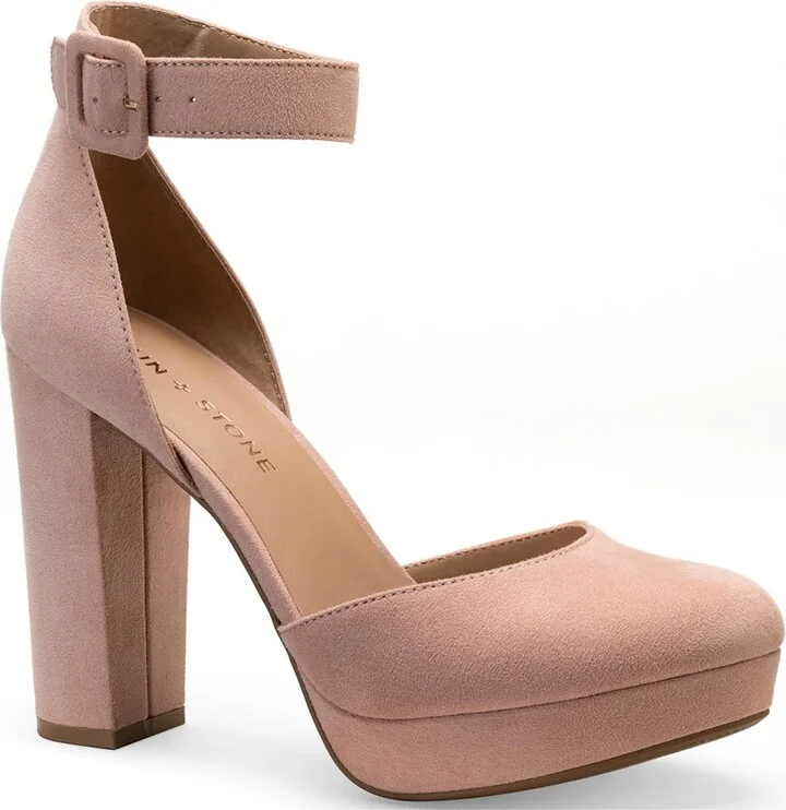 Estrella Womens Microsuede Ankle Strap Dress Heels
