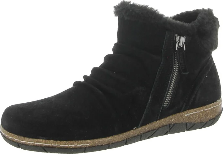 ETERIC Womens Suede Faux Fur Lined Booties
