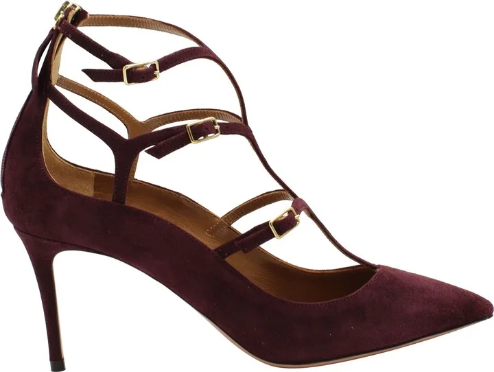 Eternity Strappy Pumps in Maroon Suede