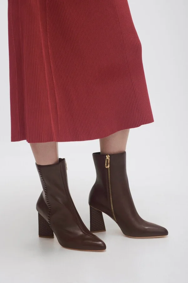 Ether Whipstitch Short Boot In Colour Mahogany Red Size 35 - Image 2