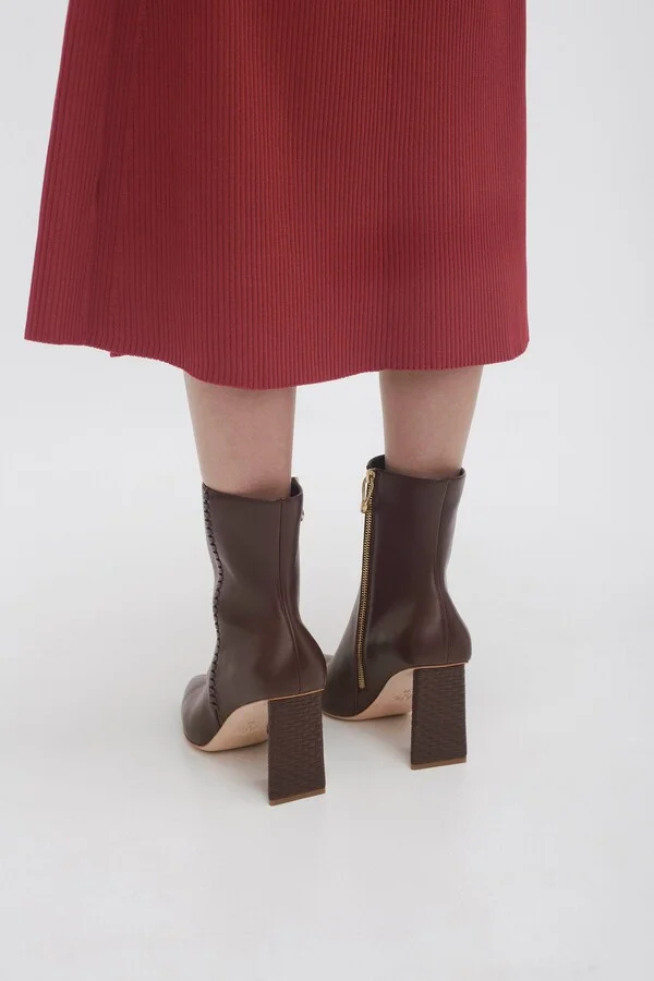 Ether Whipstitch Short Boot In Colour Mahogany Red Size 35 - Image 5