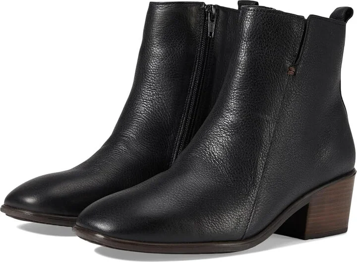 Ethic Boots Women's 9 Black Leather Zipper Almond Toe Ankle Bootie ZPO3157