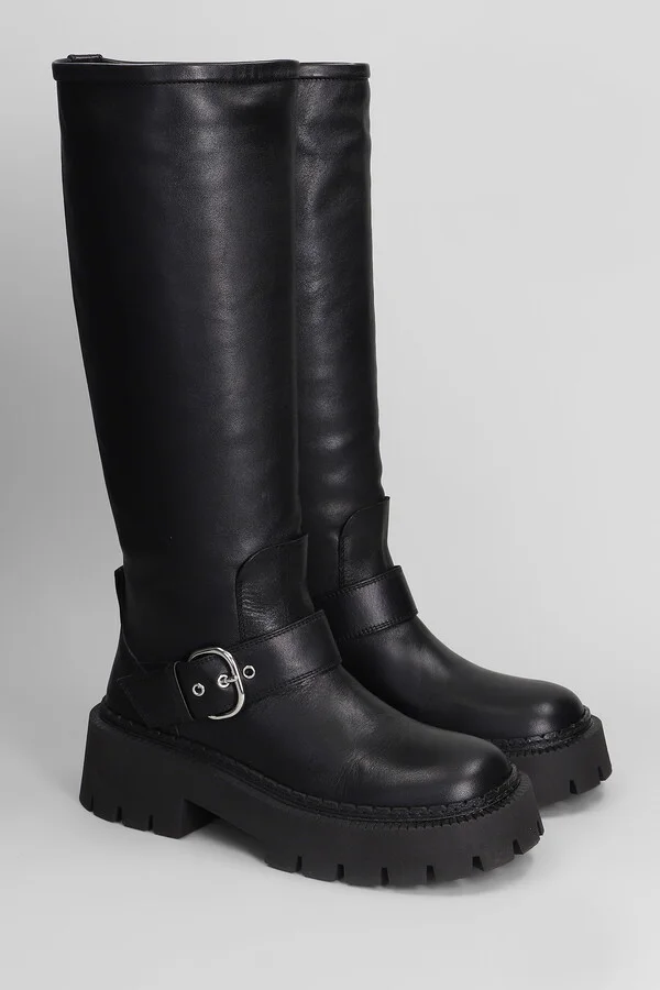 Etna 101 Low Heels Boots In Black Leather - Image 2