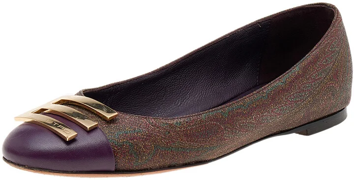 Etro Multicolor Paisley Printed Coated Canvas And Leather Ballet Flats Size 36