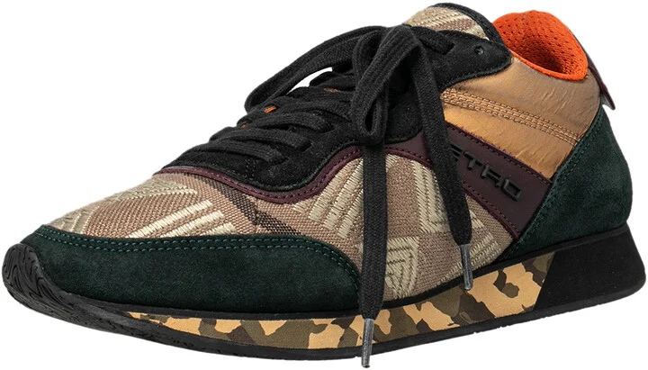 Etro Multicolor Suede And Brocade Fabric Low Top Sneakers Size 37