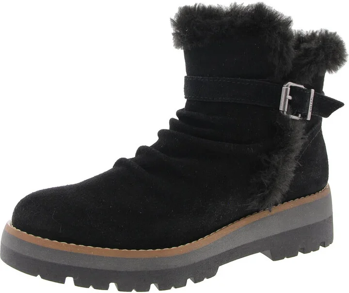 ETYARA Womens Faux Fur Lined Leather Shearling Boots