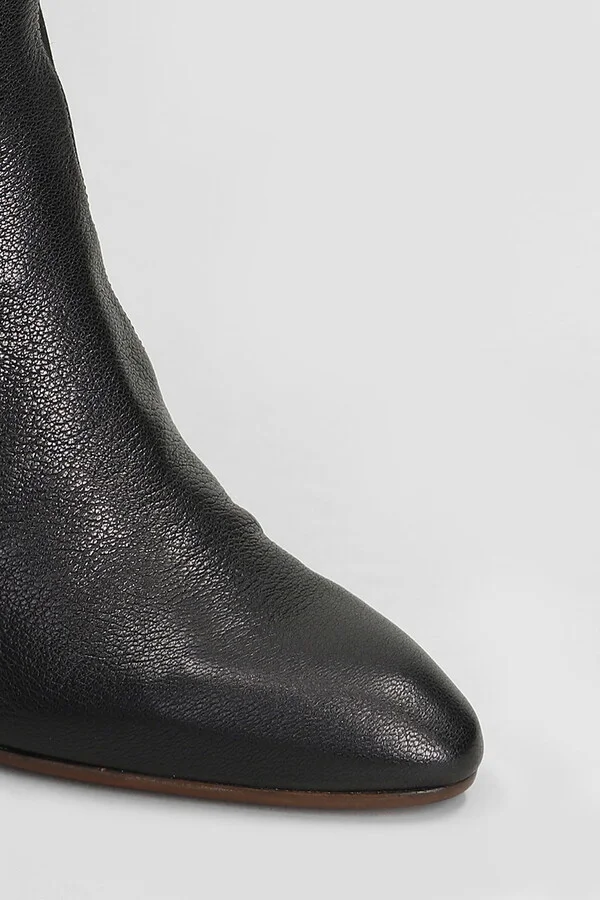 Etyu High Heels Ankle Boots In Black Leather - Image 5