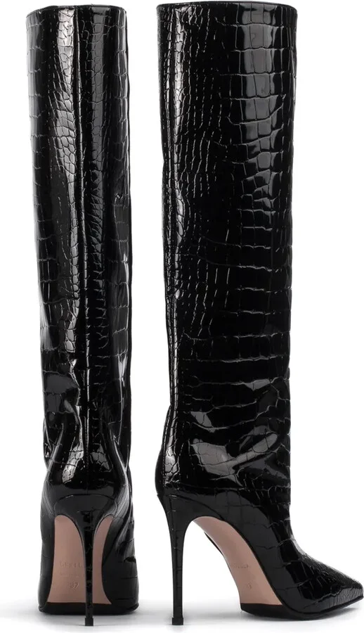 Eva 120mm croc-embossed leather boots - Image 3