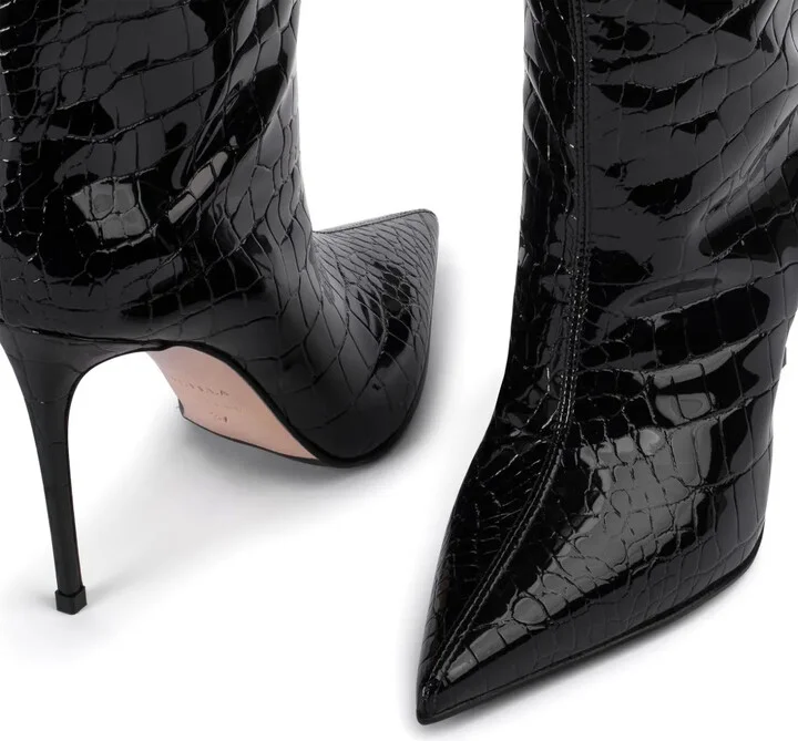 Eva 120mm croc-embossed leather boots - Image 4