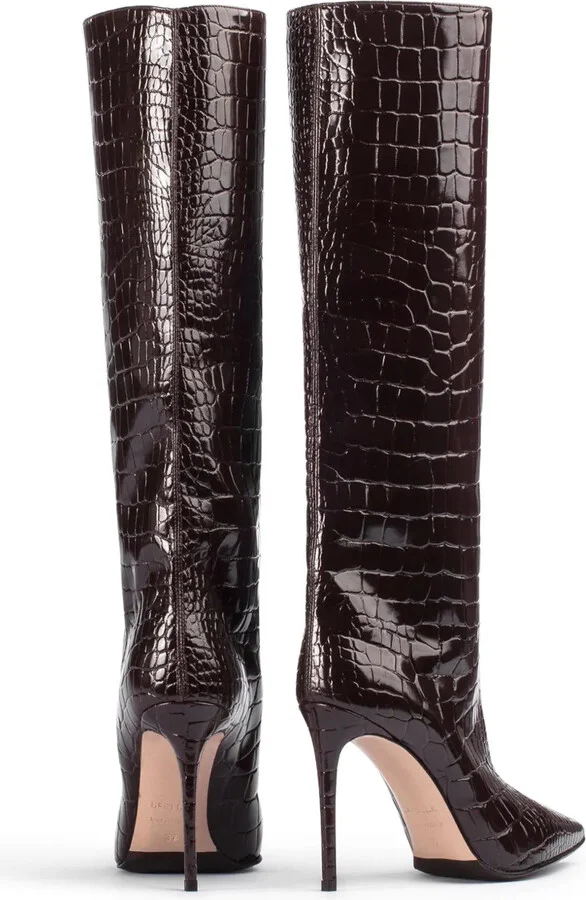 Eva 120mm croc-embossed leather boots - Image 3