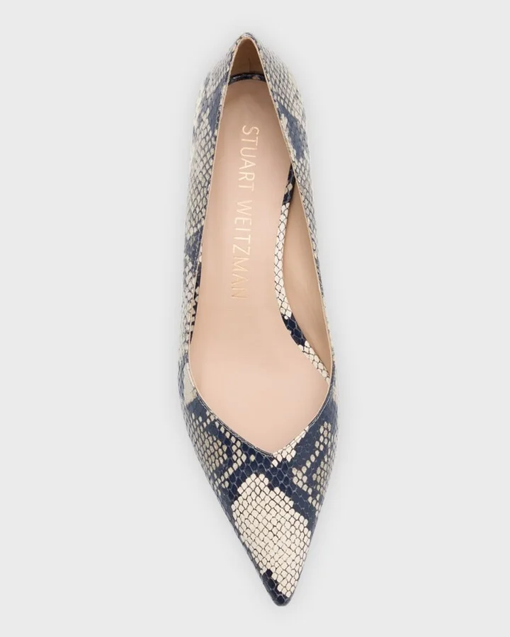 Eva Embossed Kitten-Heel Pumps - Image 3