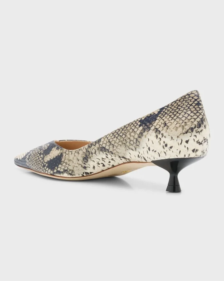 Eva Embossed Kitten-Heel Pumps - Image 5