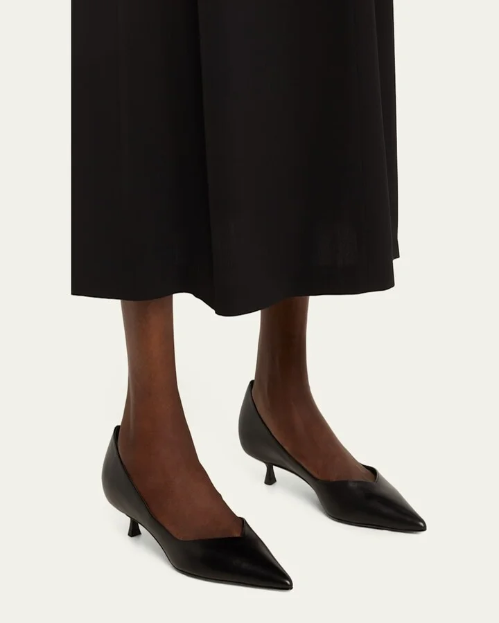 Eva Leather Kitten-Heel Pumps - Image 4