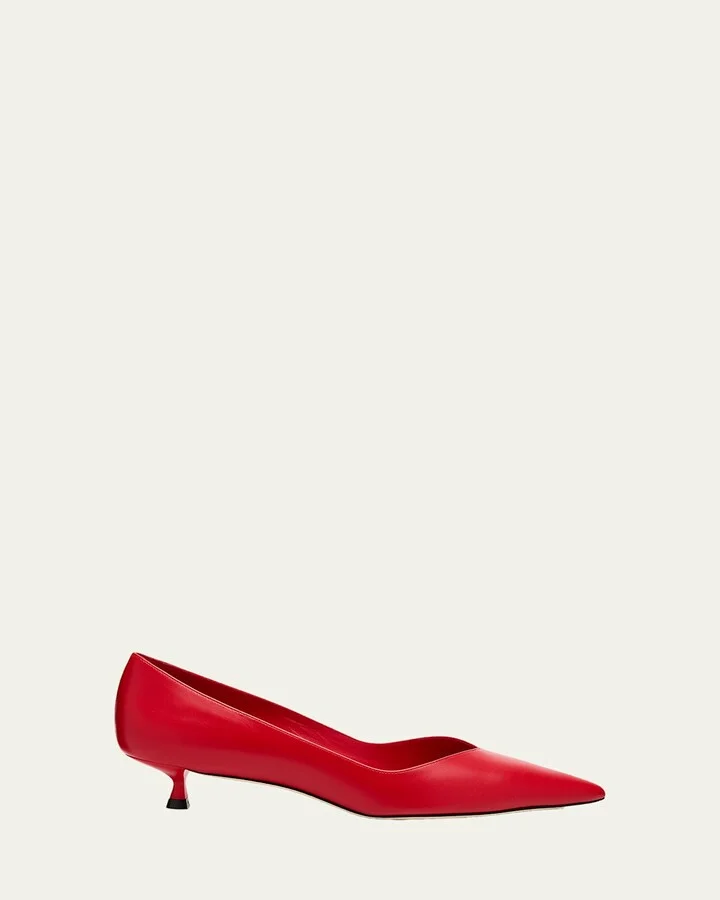 Eva Leather Kitten-Heel Pumps