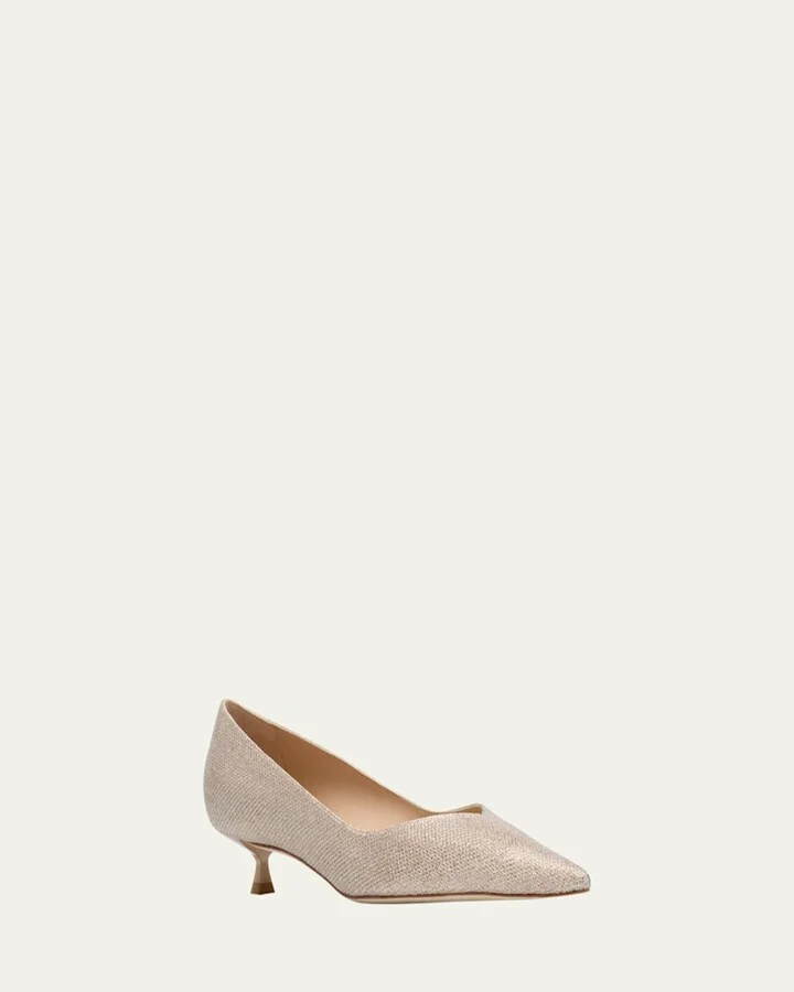 Eva Metallic Kitten-Heel Pumps - Image 3