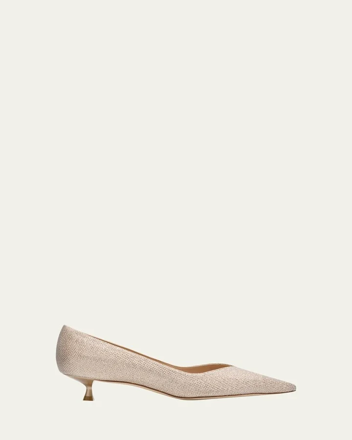 Eva Metallic Kitten-Heel Pumps