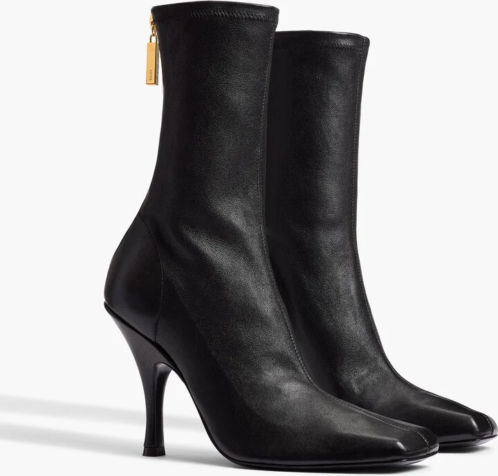 Eva Mid Calf Boot in Black Nappa Leather - Image 2
