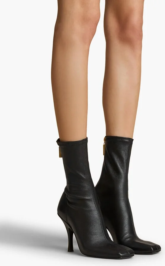 Eva Mid Calf Boot in Black Nappa Leather - Image 4