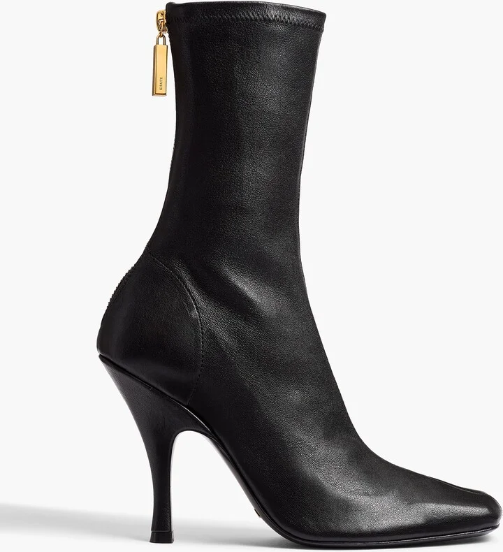 Eva Mid Calf Boot in Black Nappa Leather