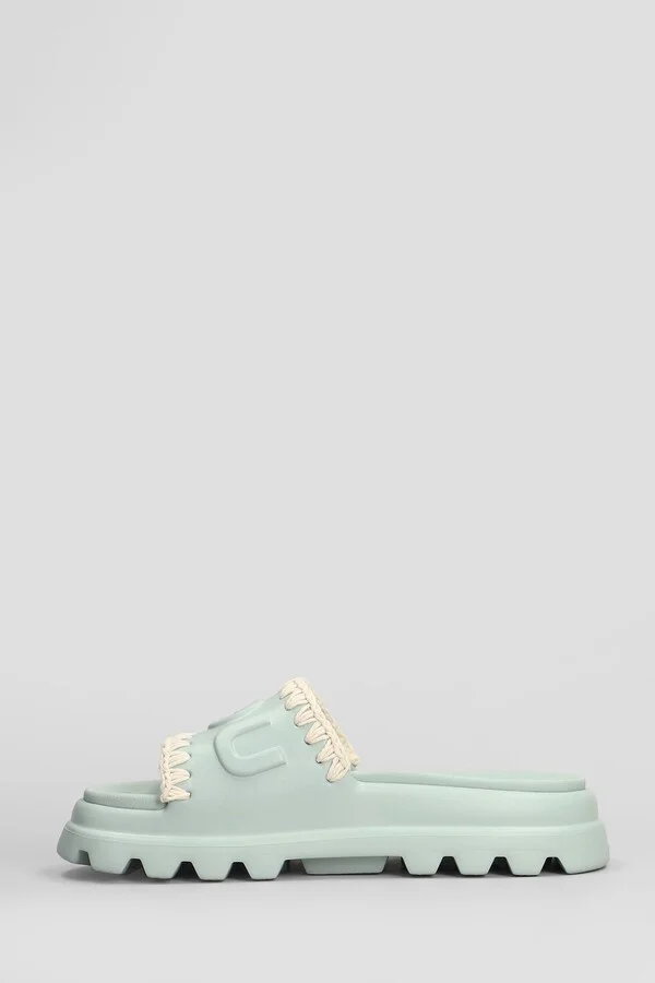Eva Onepiece Flats In Green Rubber/plasic - Image 3