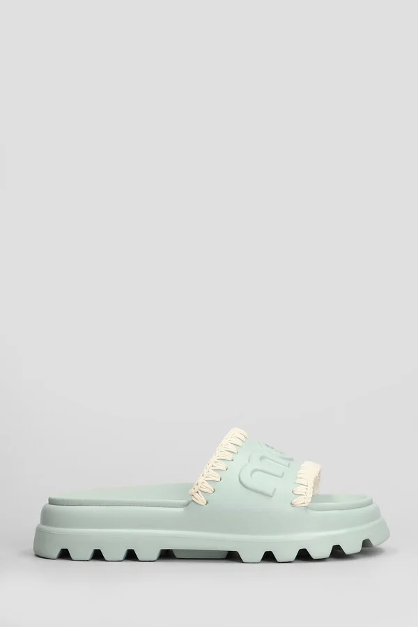 Eva Onepiece Flats In Green Rubber/plasic